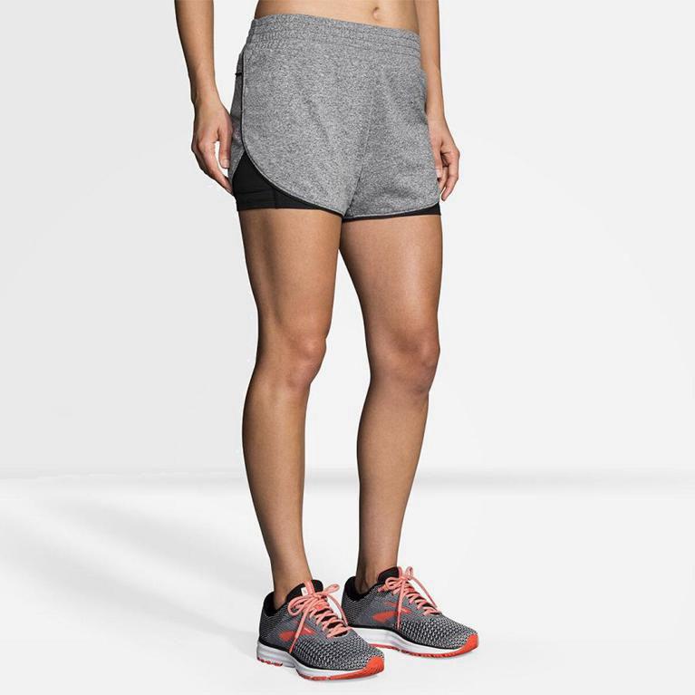 Brooks Women's Rep 3 2-In-1 Running Shorts Singapore - Grey (32714-MONP)